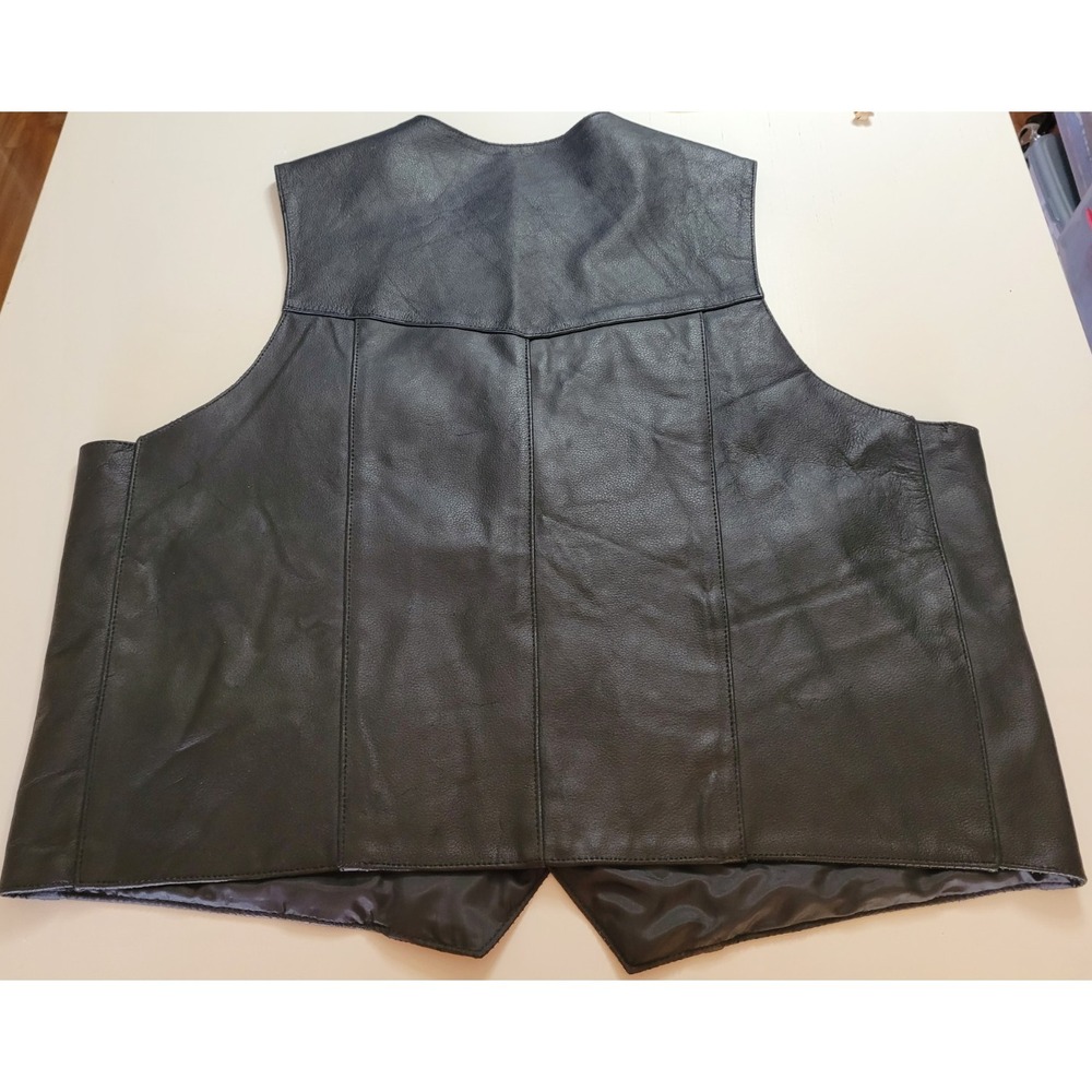 Hot Leathers Men's Black Leather Vest - XXXXL (4XL)- Great Condition, Biker - Picture 6 of 6